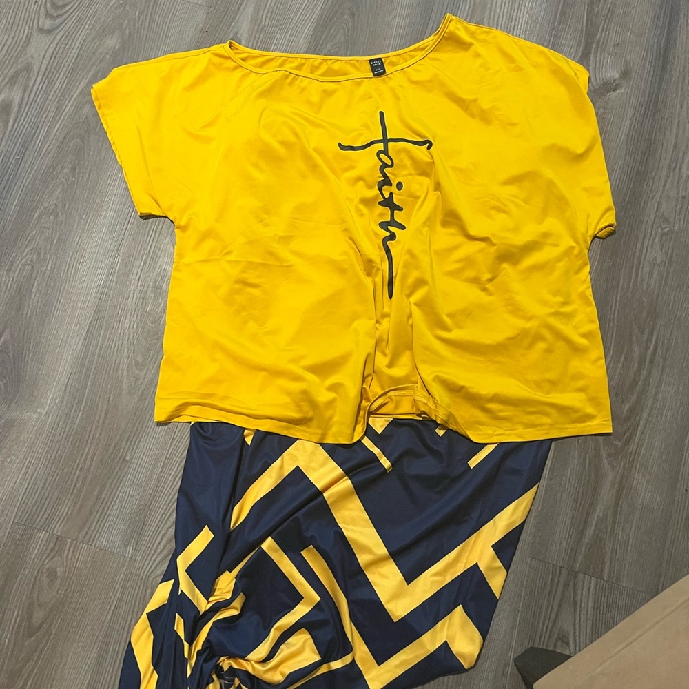 Faith Yellow Graphic Top and Chevron Skirt Set